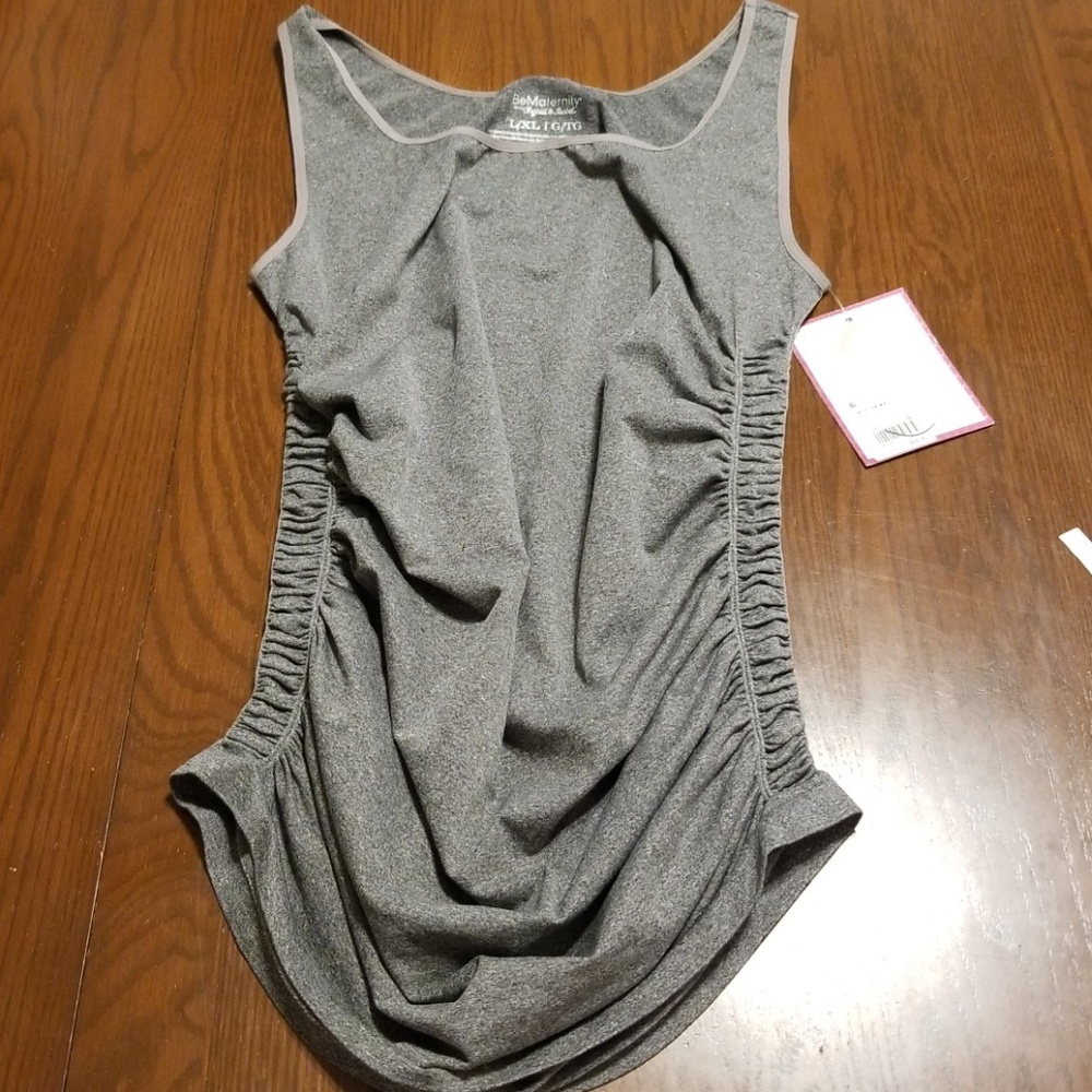 BeMaternity ruching gray tank top R113:4:618